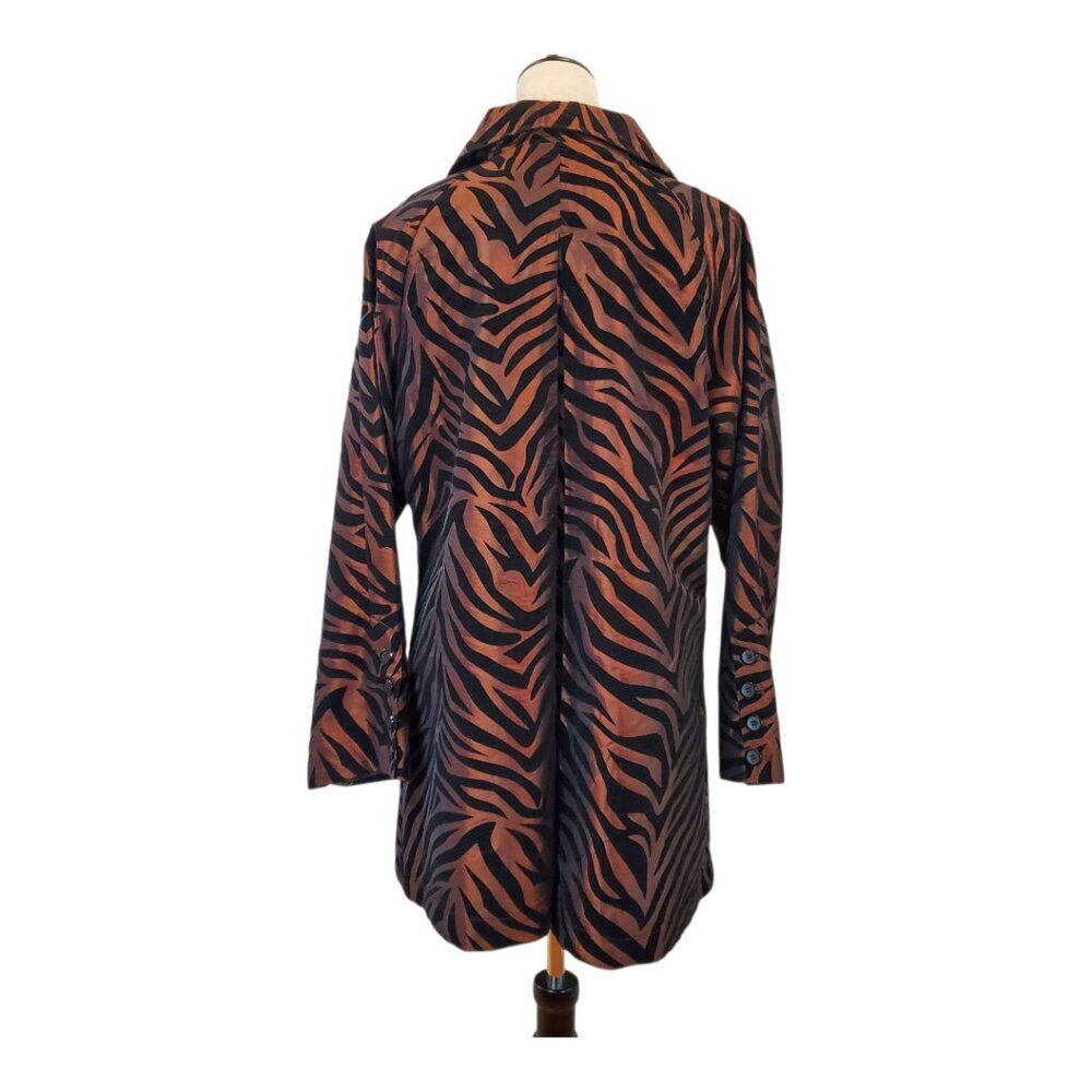 Ubu Sz L Flocked Zebra Print Button Front Jacket … - image 7